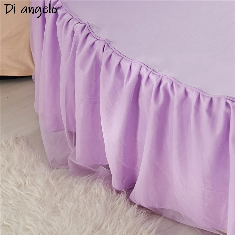 Cotton Round Bed Skirt Set for Home, Circle Sheet, Ruffles, Lace Bed Set, Customizable Size, 14 Colors Options, 1 Pc, 3Pcs #s