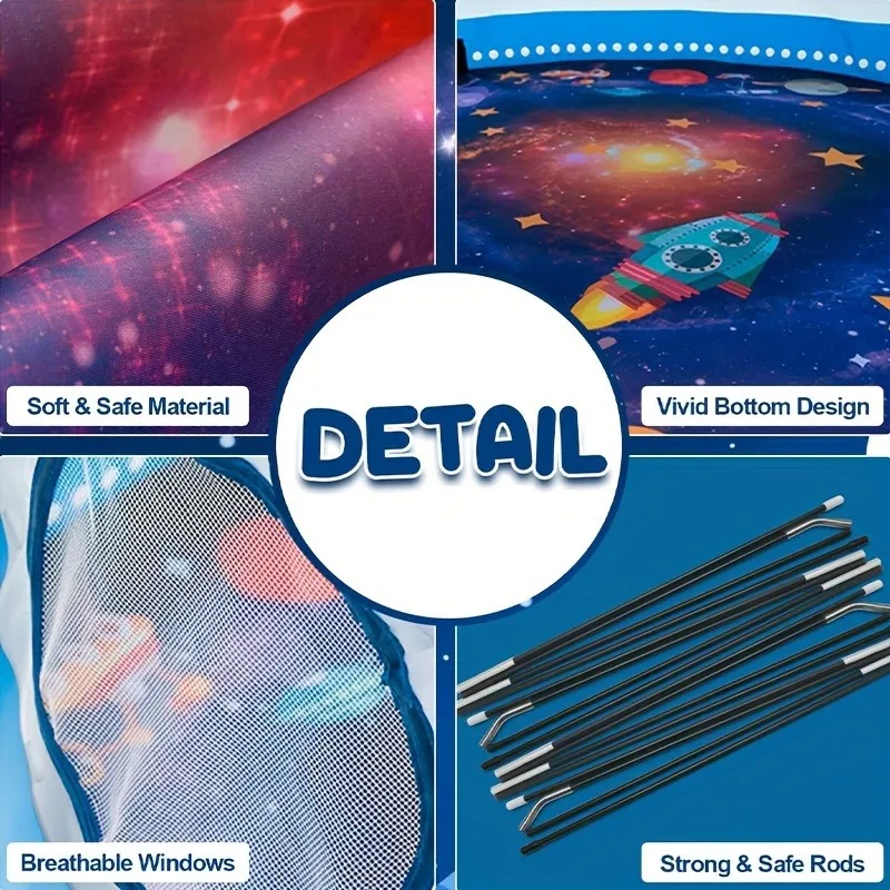 Weltraumspielzelt für Kinder mit Sternlichtern, tragbar, faltbar, Sonnenschutz für Strand, Hinterhof, Camping, Polyesterstoff, Geschenk für Jungen und Mädchen
