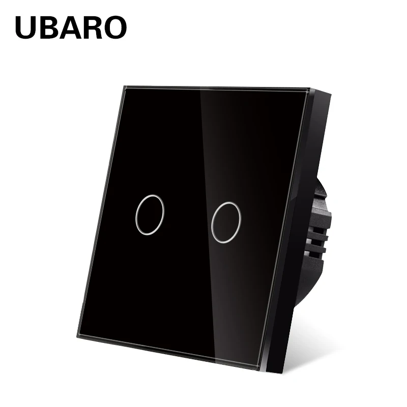 UBARO EU-Standard Touch-Schalter mit Gehärtetem Glaspanel, 1-fach Wandlichtschalter AC110-240V für Zuhause, Kein Neutralleiter Erforderlich