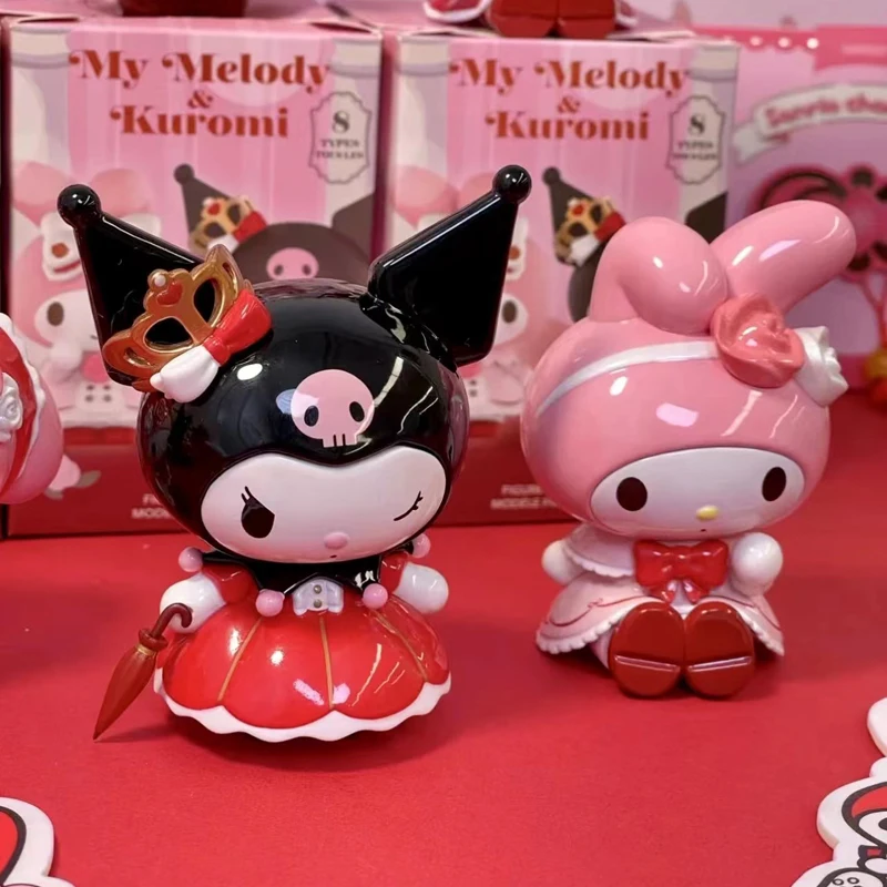 Anime Sanrio My Melody Kuromi Blind Box Rose And Earl Series Action Figure Collection Pvc Decor Model Dolls Children Toys Gift