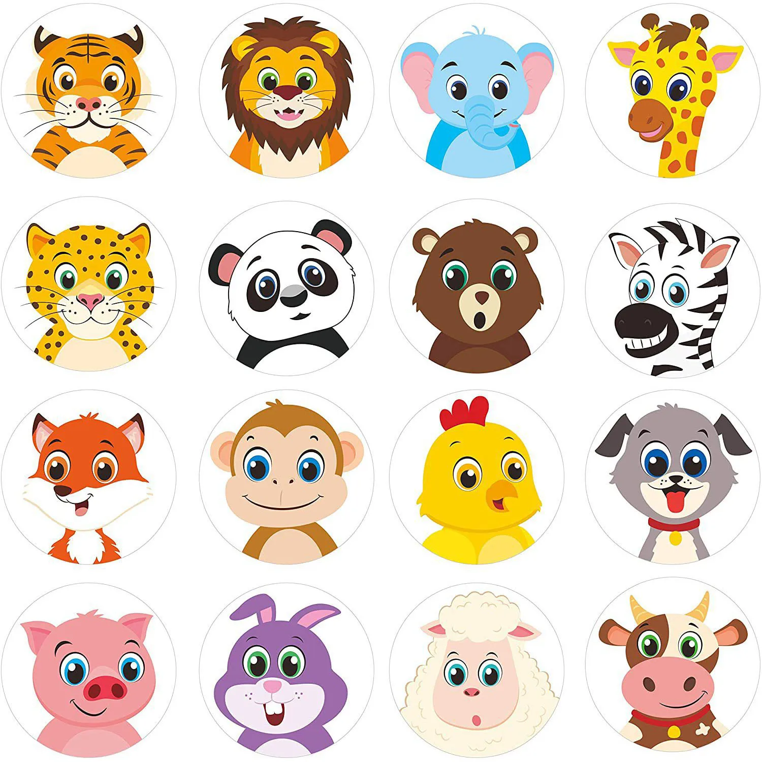 500Pcs/Roll Cartoon Animal Reward Stickers 2.5cm/1.0in Diy Decor Perfect For Learning Games Notebook Pad Fridge Gift Seal Labels