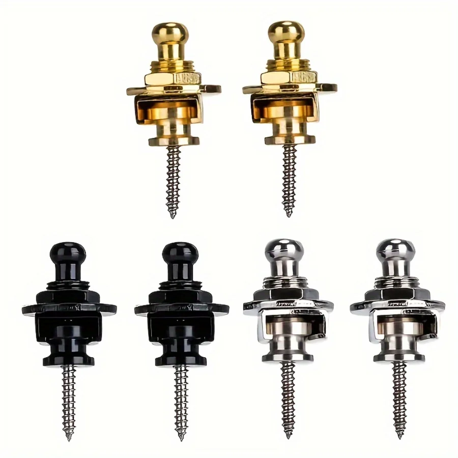 Guitarra de aleación premium con correa de seguridad, dorada y negra, segura y elegante para guitarra acústica, guitarra eléctrica y bajo.