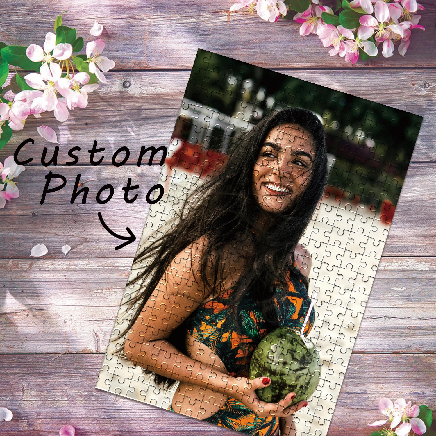 1er-Pack Personalisiertes Reise-Erinnerungsfoto Holz-Puzzle, Geschenk für Familie, Freunde, Hochzeitstag, Geburtstag, 35/150/300/500/1000 Teile