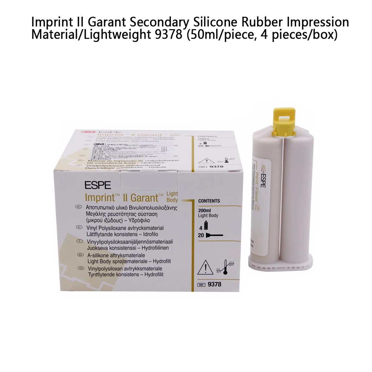 

Dental ESPE Imprint II Garant Secondary Silicone Rubber Impression Lightweight 9378 50ml, 4Pieces/box Imprint II Penta P60 A2 A3