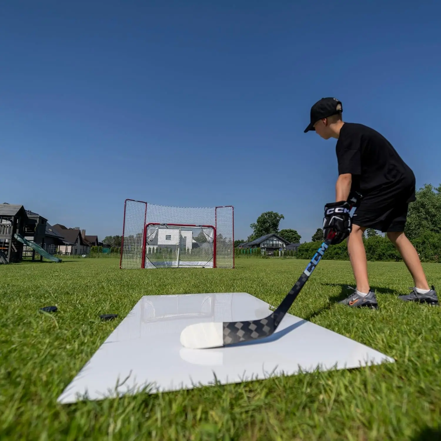 

Professional Quality Sports Training Aid for Shooting, Passing and Stickhandling - Synthetic Ice Mat Simulates Real Ice Feel