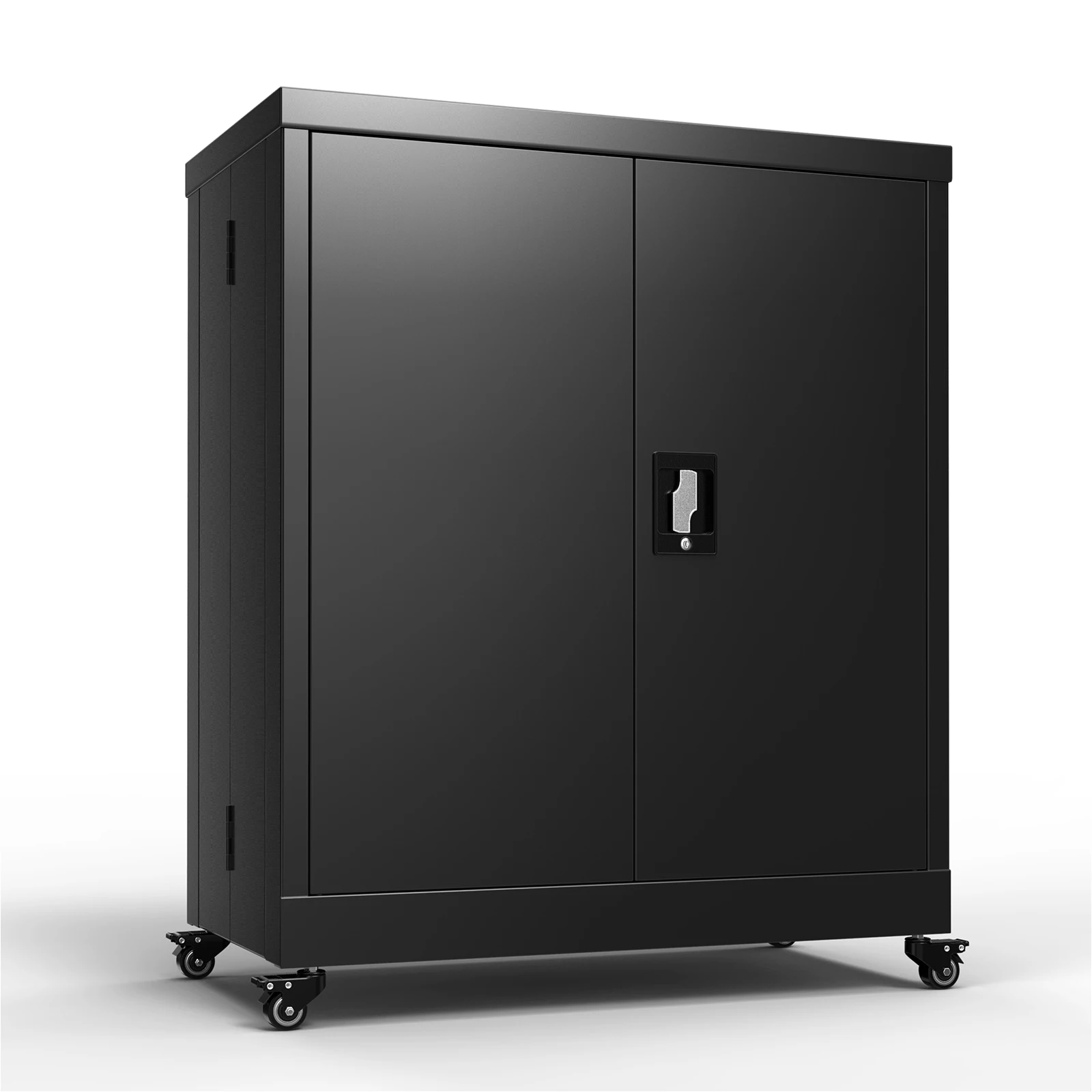 Steel Storage Cabinet with Locking Doors and Wheels for Home Office Kitchen Outdoor School Use 1 Shelf for Files