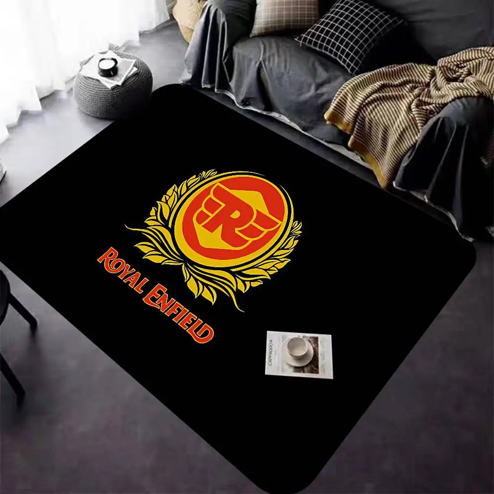 R-ROYAL E-ENFIELD Motorcycle Logo Floor Mat Retro Multiple Choice Living Room Kitchen Rug Non-Slip Modern Home Decor