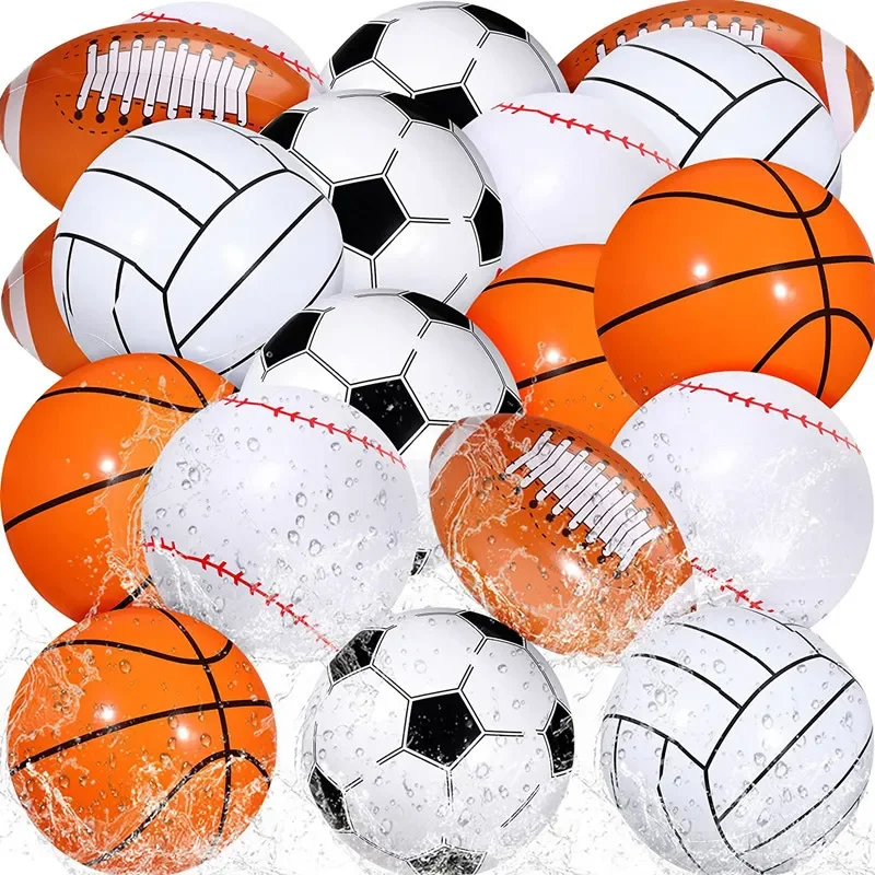 1-10PCS Inflatable Sports Ball for Beach Pool Multi Game Use Football Baseball Rugby Basketball Volleyball Water Play