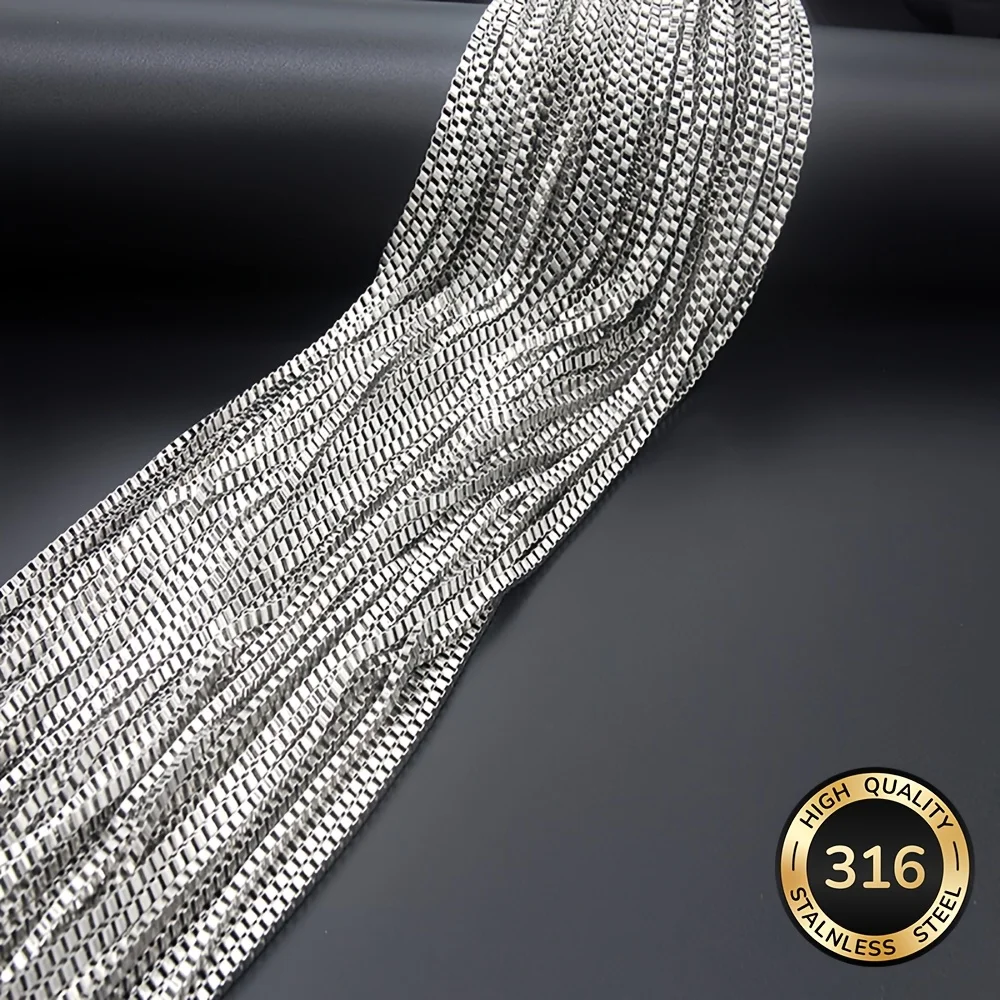 16Pcs Stainless Steel Classic Venetian Box Chain Necklace, Waterproof and Durable, Non-Coated, Hypoallergenic Material, Unisex Style, Simple and Fashionable Trendy Couple's Clavicle Chain, Hip-Hop Stackable, Suitable for Daily Wear and Parties, Multifunctional DIY Jewelry Making Accessories, Perfect for DIY Enthusiasts