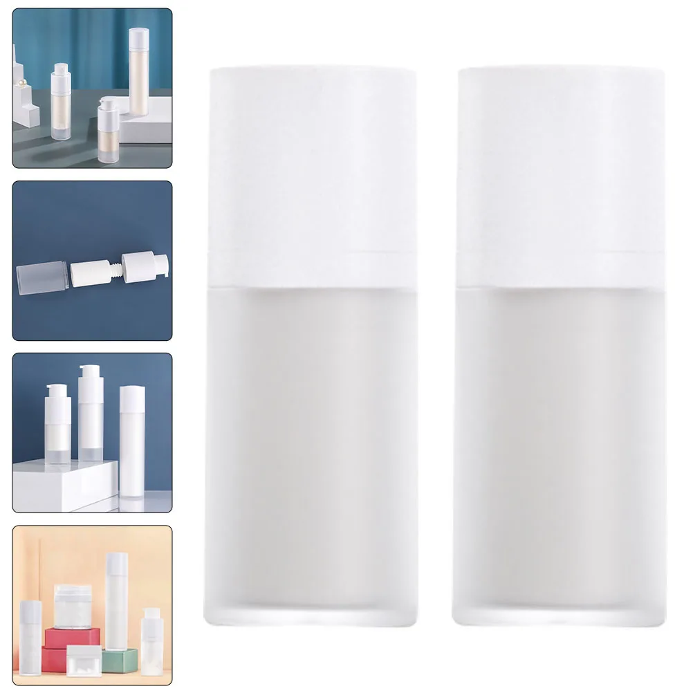 

2Pcs Plastic Airless Pump Bottles 15ml Travel Lotion Dispenser Reusable Leakproof Container for Foundation Serum Cream