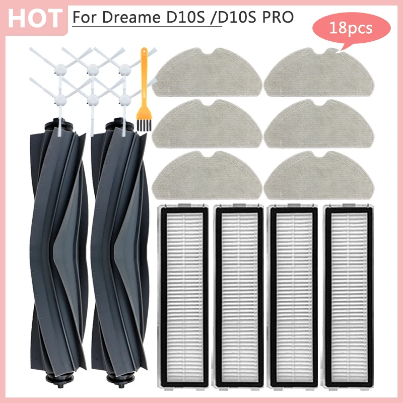 

Для Dreame D10S/D10S PRO подметальная машина, запасные части для салона, основная боковая щетка, тряпка для мытья полов, фильтр Hepa, пылесос