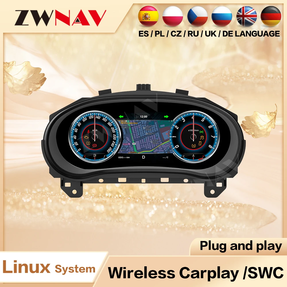 

ZWNAV LCD Dashboard Display CarPlay Digital Instrument Cluster for BUICK Regal 2016-2024 Car Bosstar Speedometer