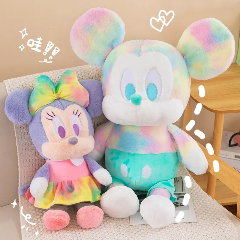 Disney Peluche di grandi dimensioni Topolino Minnie Pelliccia di coniglio Peluche Bambole di cartone animato Bambini Compleanno Regalo di Natale Giocattolo di topo colorato per