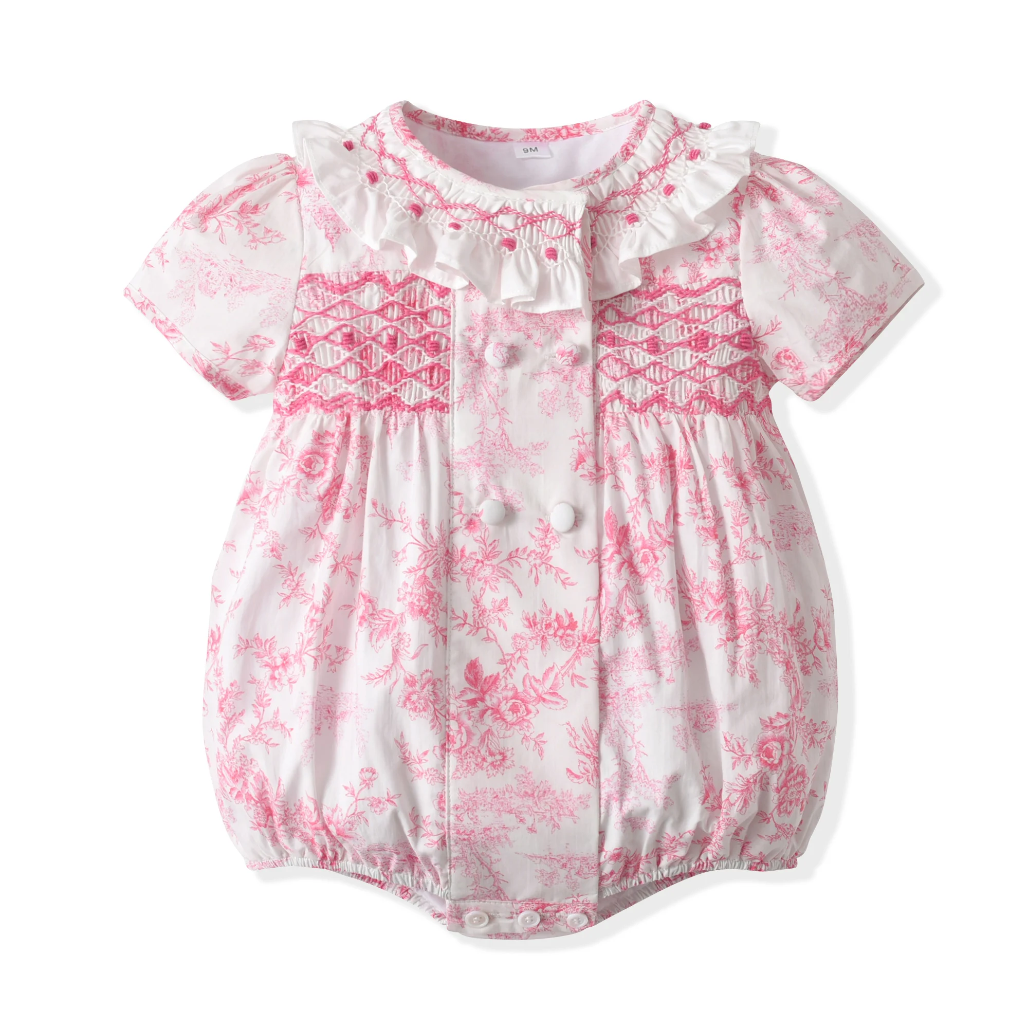 

Clibeso, комбинезон ручной работы с короткими рукавами для маленьких девочек, испанский бутик с принтом, летняя одежда высокого качества для новорожденных