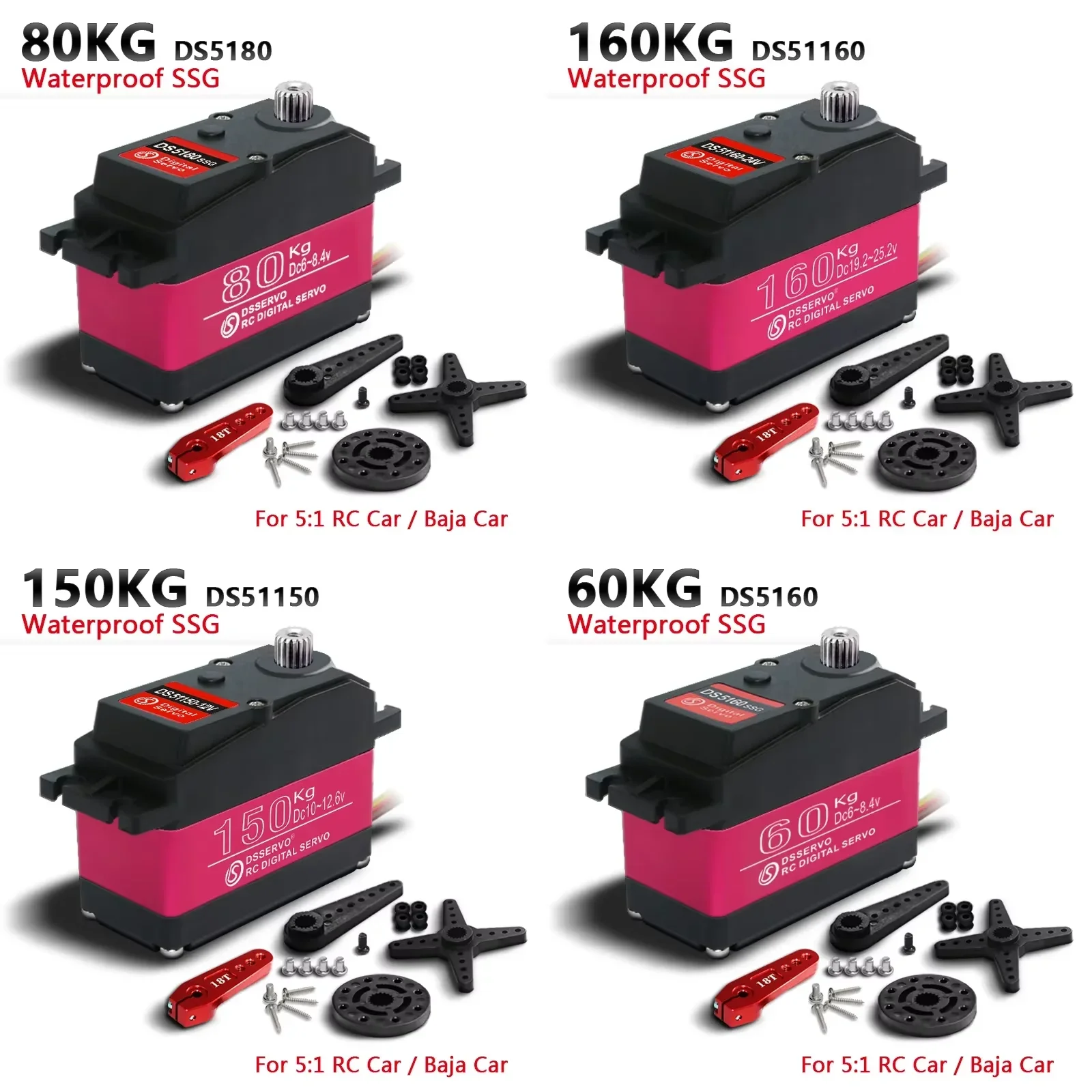 DCSERVO 60-150KG Alto Torque Servo À Prova D 'Água CNC Alumínio Shell Engrenagens de Aço Inoxidável para RC Crawler/Caminhão/Barco
