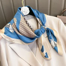 2024 Fashion Hair Scarf Women Horse Headband Ribbon Satin Silk Square Scarves Lady Wrist Wrap Shawls Design Bandana Foulard