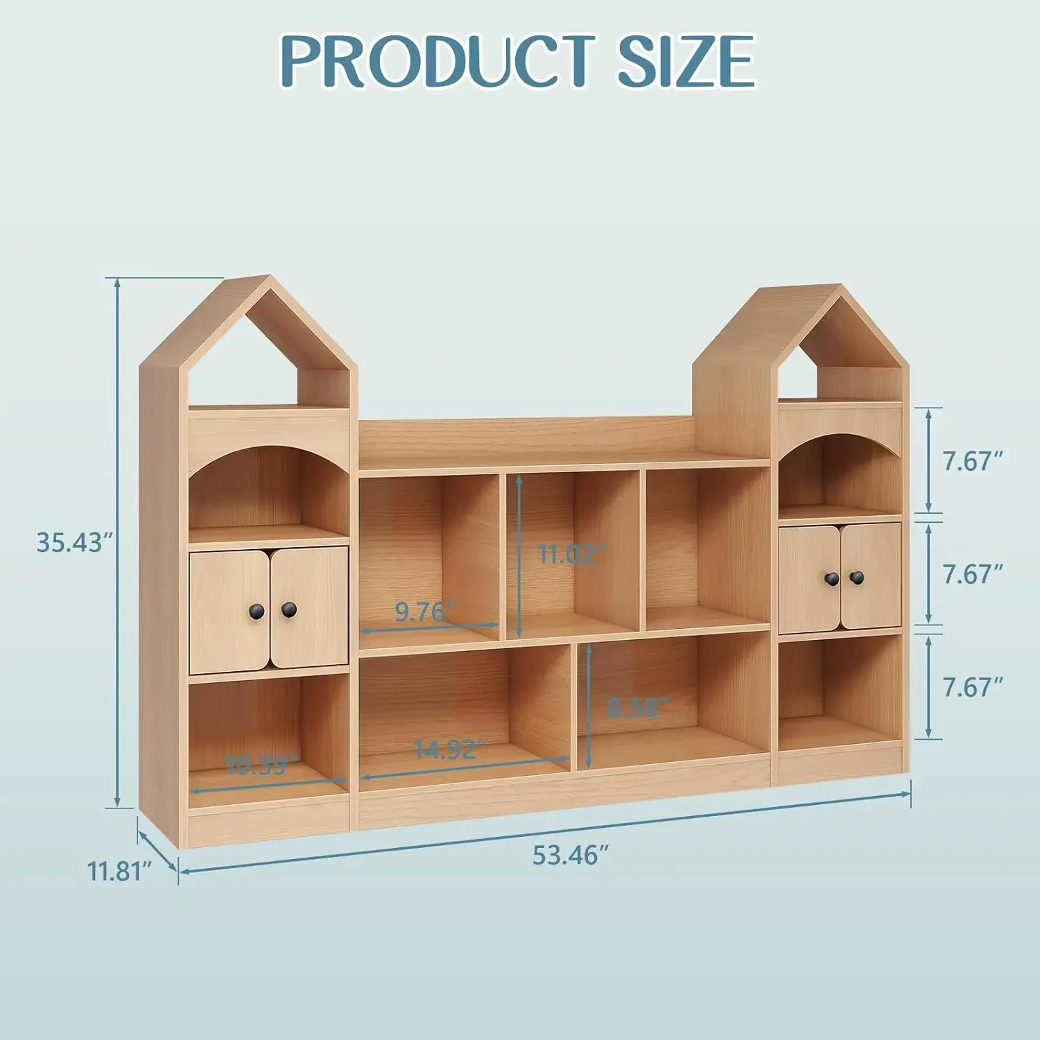 Kids Bookcase and Toy Storage Organizer, Children Bookshelf, Castle Shape, Playroom Furniture Multipurpose Shelf for Toddlers to