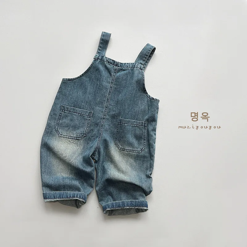 2024 Autumn Korean Style Kids' Denim Overalls Wholesale Kids' Jumpsuits  boys pants  girls pants  kids clothes