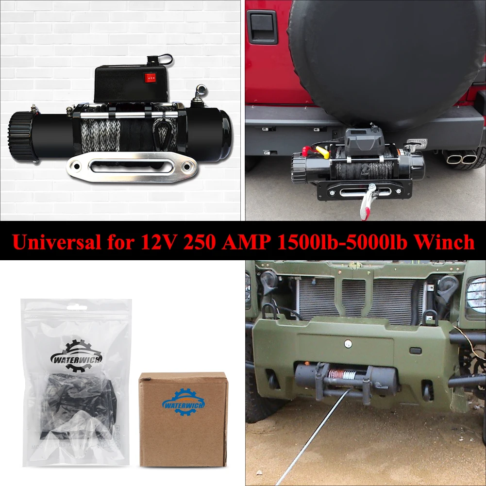 12V / 24V 250A Winch Solenoid Relay Contactor with 6 Protecting caps Universal for ATV UTV 1500-5000lbs Winch (250A)