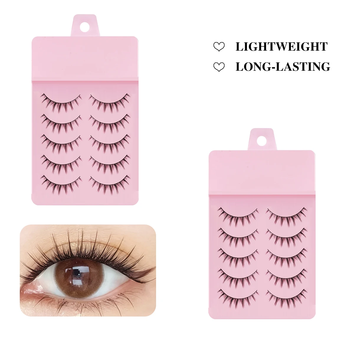 5 pares de pestañas postizas Manga, pestañas suaves naturales largas y tenues para maquillaje de fiesta de Cosplay de Anime