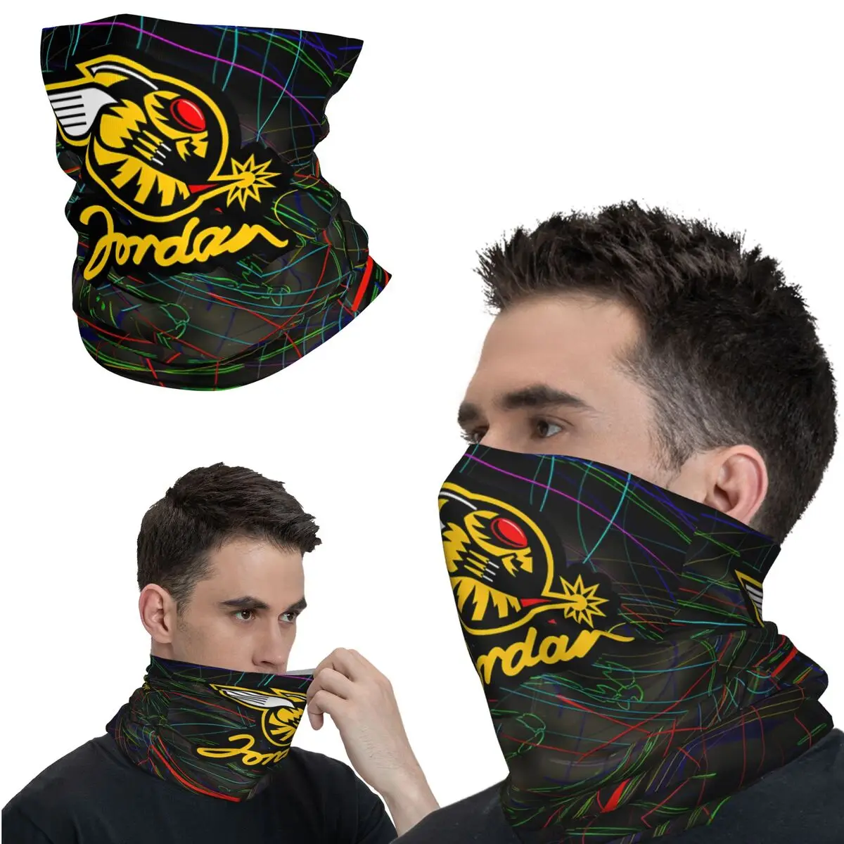 Racy Bandana Neck Gaiter Motorcycle Club Jordan Grand Prix Wrap Scarf Multi-use Cycling Riding Unisex Adult Washable