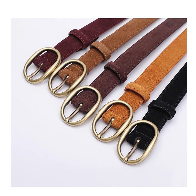 Elegant Luxury Designer Belt For Women Pants Dress Jeans Strap Retro Gold Metal Buckle Genuine Leather Fashion Ladies Waistband