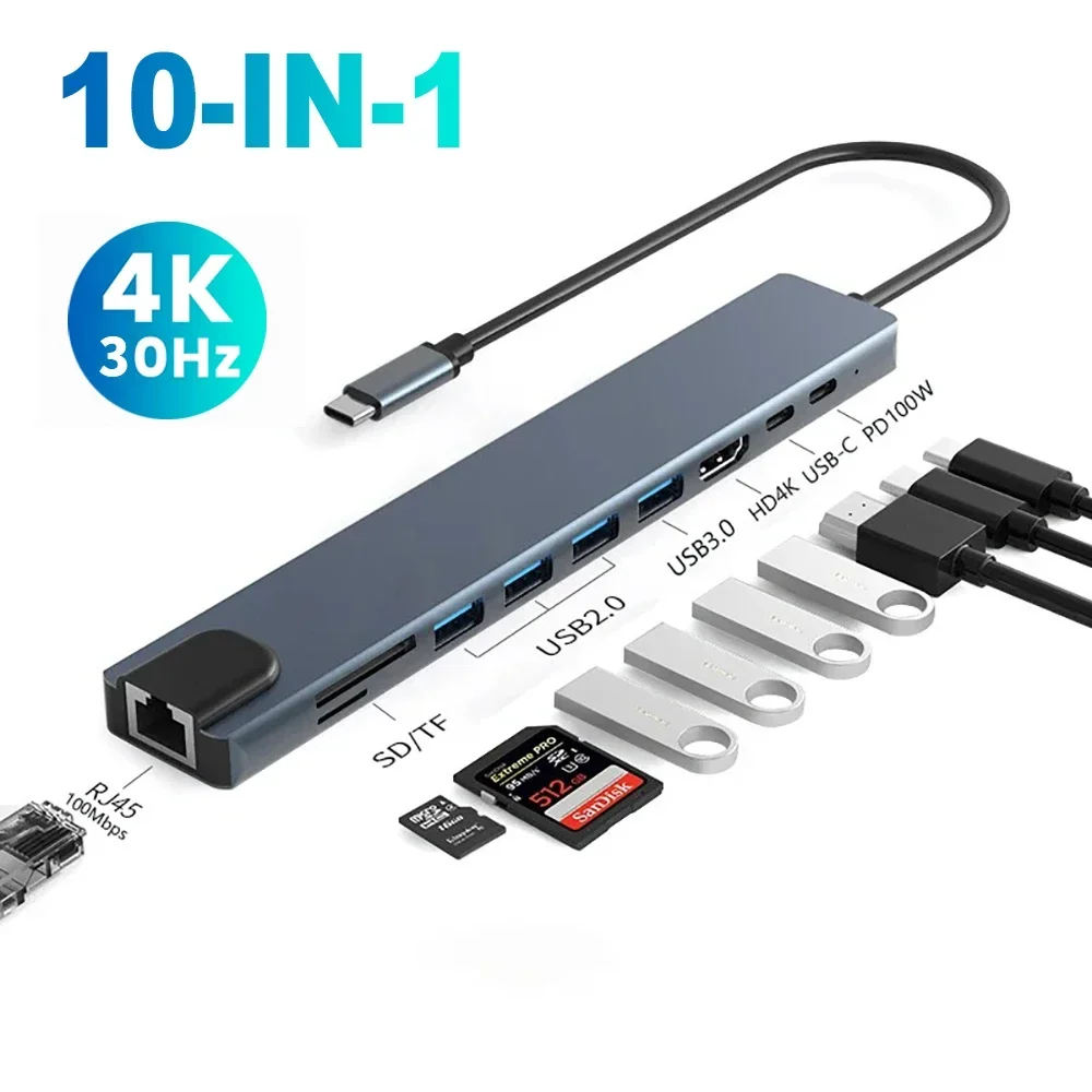 

Разветвитель Usb C на HDTV, док-станция с несколькими портами Usb Type-c, Otg, разветвитель на 3, 0