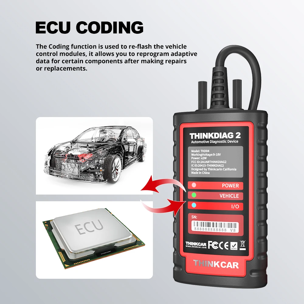 THINKCAR THINKDIAG 2 /KINGBOLEN Ediag Plus CAN FD جميع الأنظمة 15 إعادة تعيين خدمات ECU Coding Obd2 الماسح الضوئي أداة تشخيص السيارة