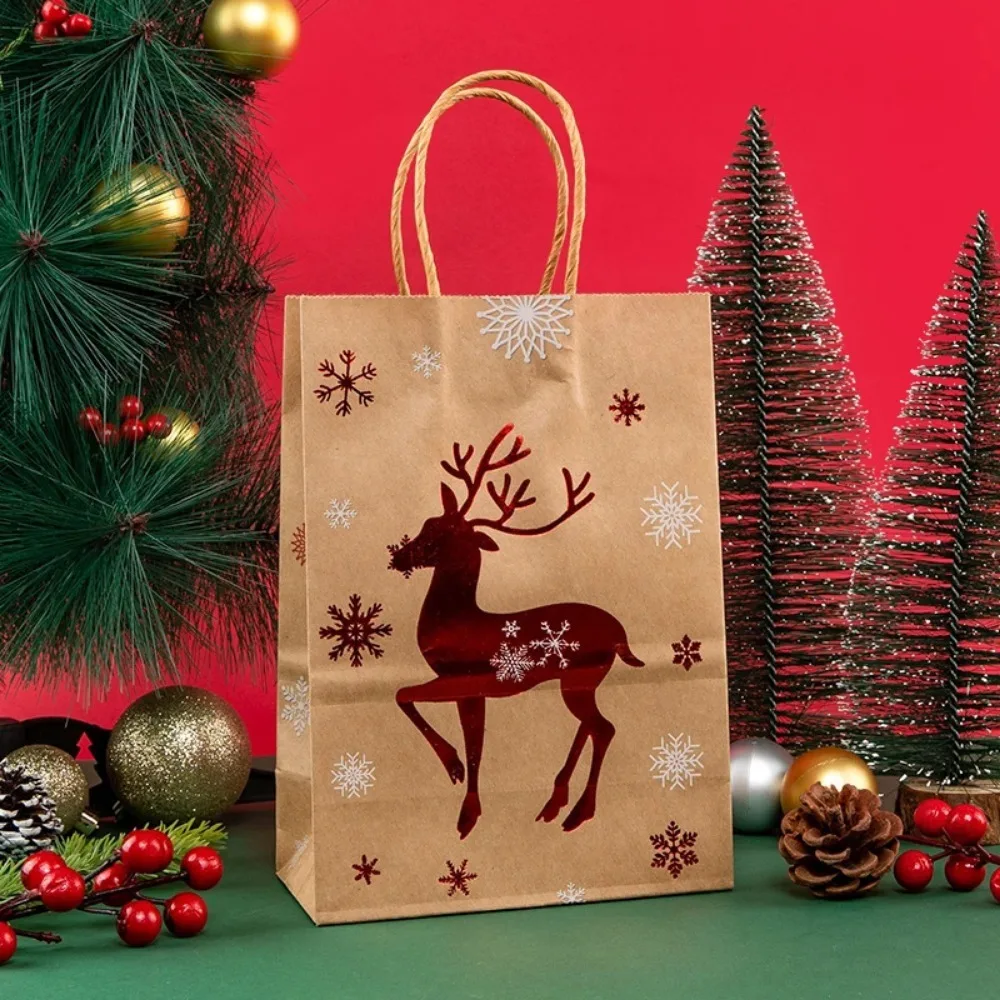 Weihnachten Kraft Papier Taschen Weihnachten Baum Santa Claus Süßigkeiten Snack Verpackung Tasche Kinder Geschenke Lagerung Beutel Taschen Neue Jahr Party Dekore