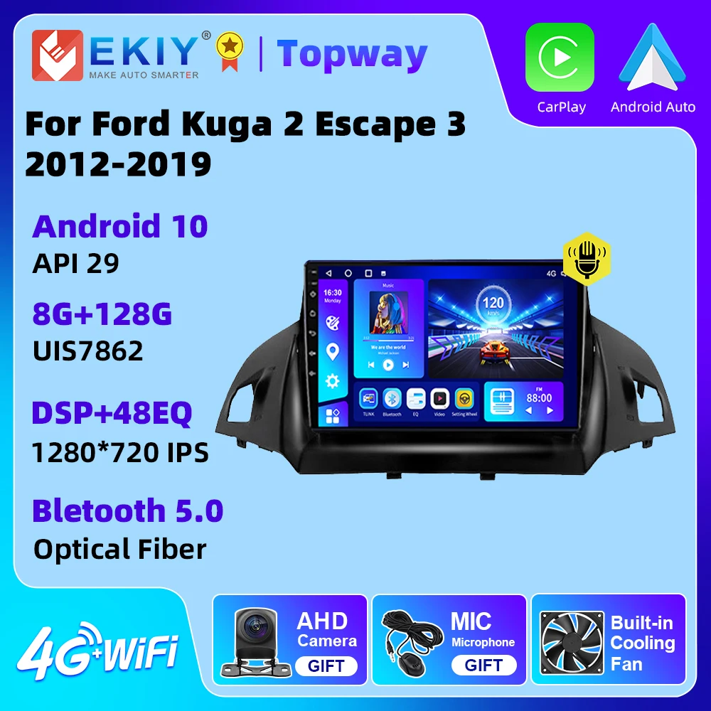 

EKIY Carplay Авторадио Android Авто 4G WIFI GPS автомобильное радио для Ford C-MAX Kuga 2 Escape 3 2012 - 2019 Android автомобильный мультимедийный плеер