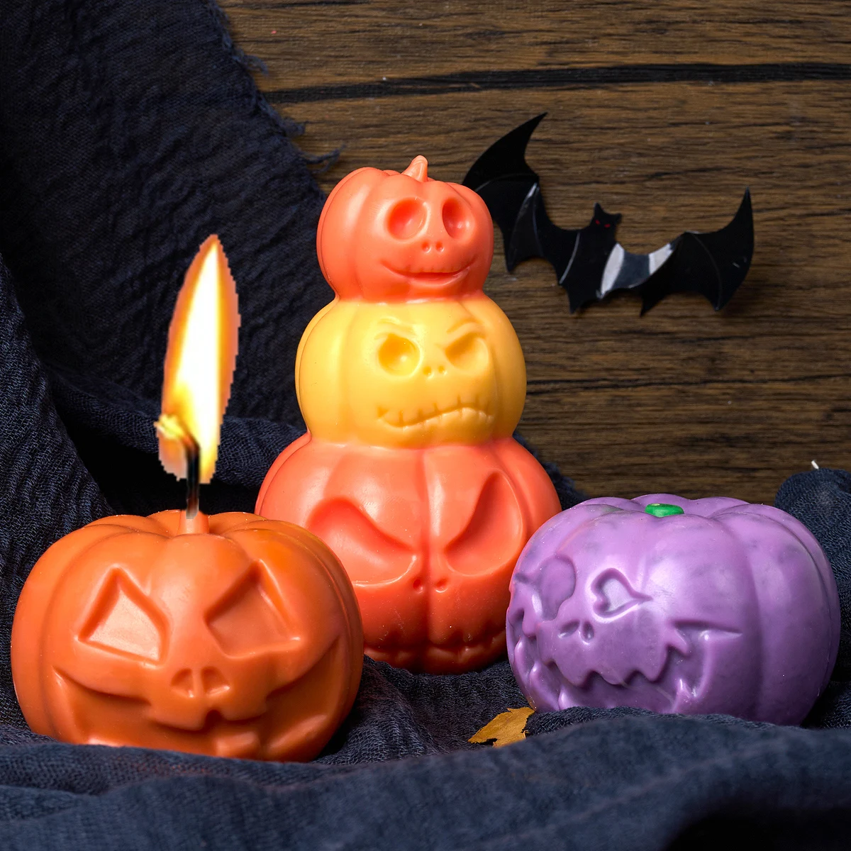 Halloween Kürbis Silikon Kerzen form DIY Ausdruck Kürbis Seife Gips Harz Handwerk Gussformen Urlaub Dekor Party Souvenir