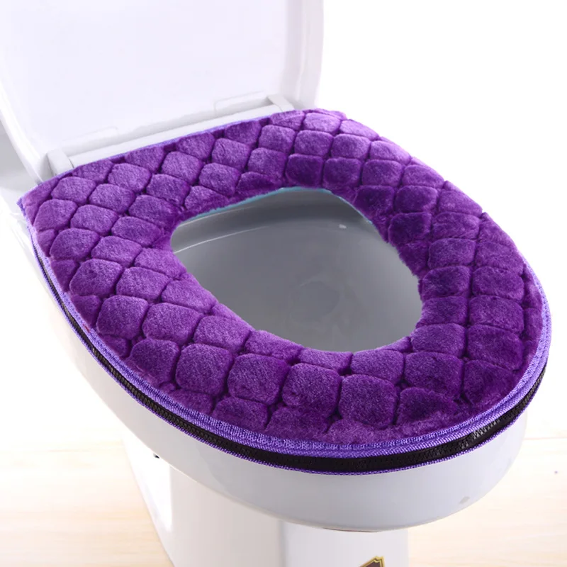 Universal Toilet Seat Cover Soft Warm Mat Washable Removable Zipper Cover Bathroom Aceesories Toilet Lid Pad Case Cushion