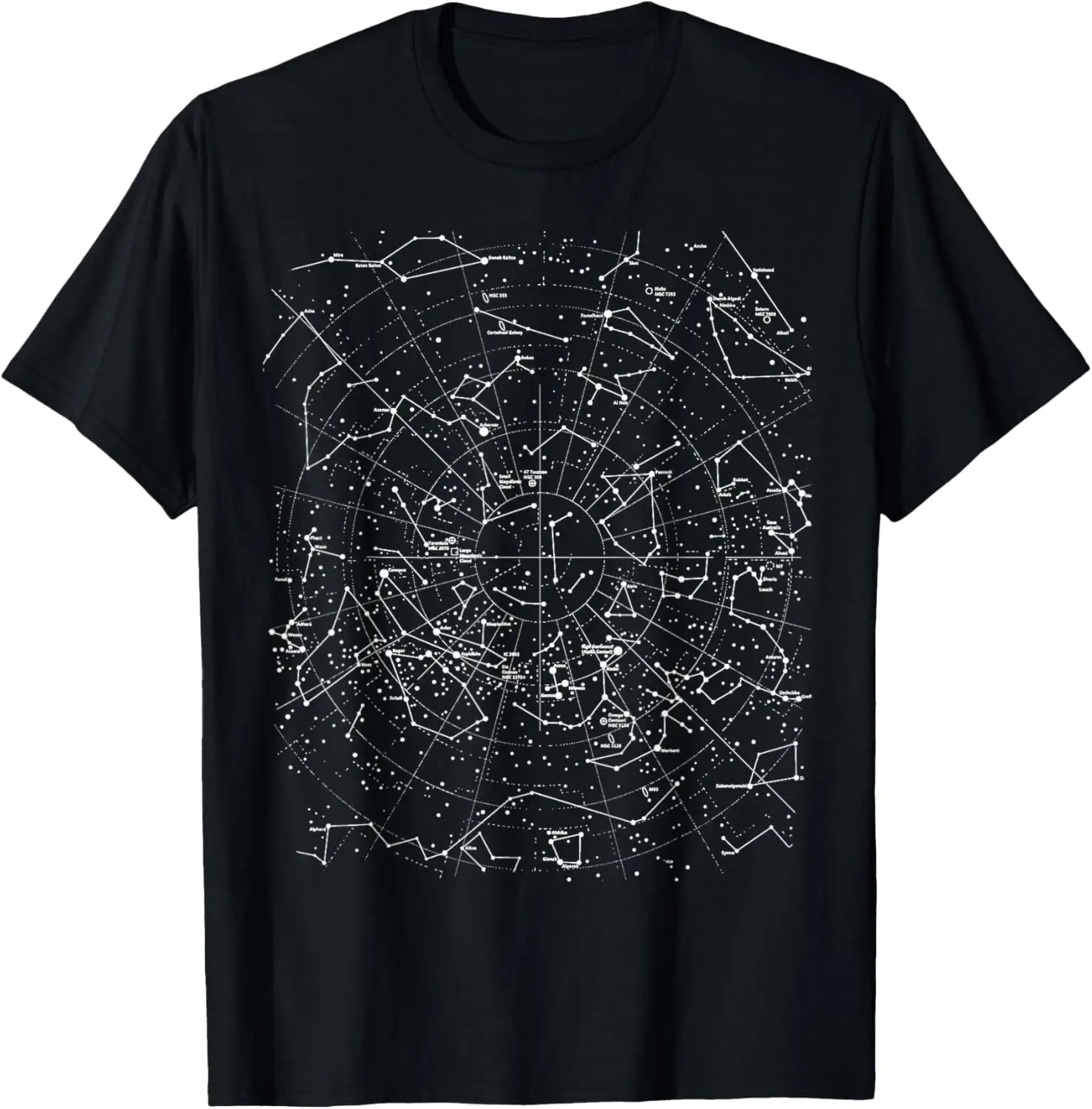 

Astronomy Constellations Celestial Star Map Graphic T-Shirt Fashionable Short Sleeve Cotton Tee for Trips
