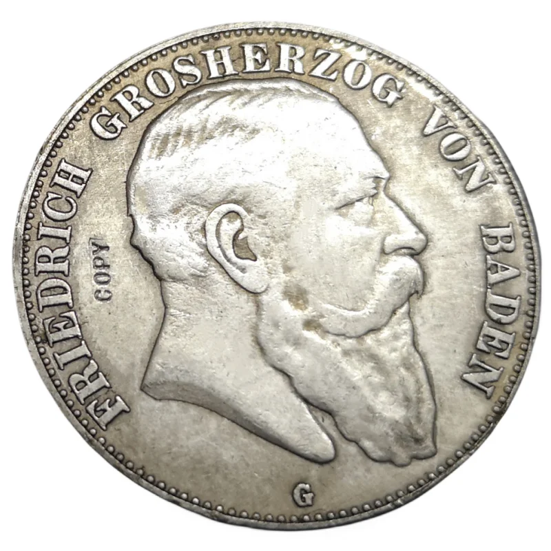 1907-G Grand-duchy of Baden 5 Mark-Friedrich I Silver Plated Copy Rare coin