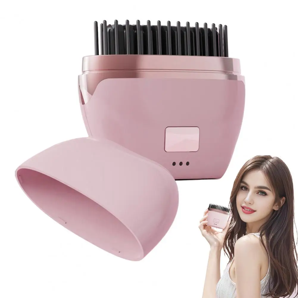 

Hair Straightener Brush Travel Hair Straightening Brush Portable Mini Rechargeable Straightener Brush Lightweight for Travel