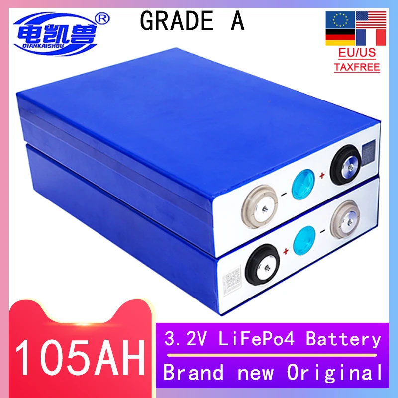 

GRADE A 4000 cycles 3.2V LiFePo4 battery 100AH 105Ah 12V 24V 48V DIY RV Golf cart ship solar system new Original EU/US tax-free