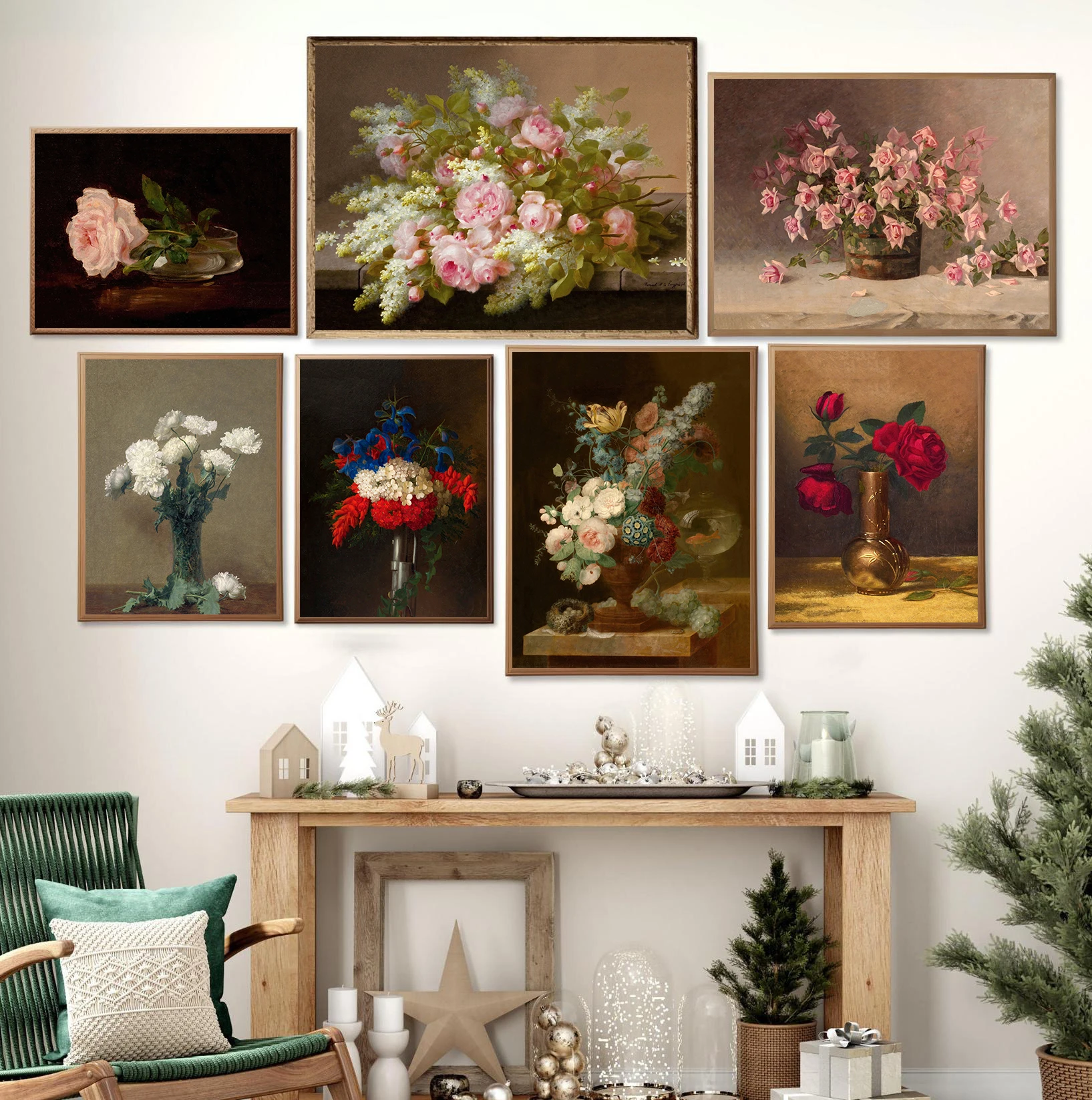 Colorful Still Life Floral Art Rose Carnation Lily Vintage Poster Prints Canvas Painting Wall Art Picture Living Room Home Decor