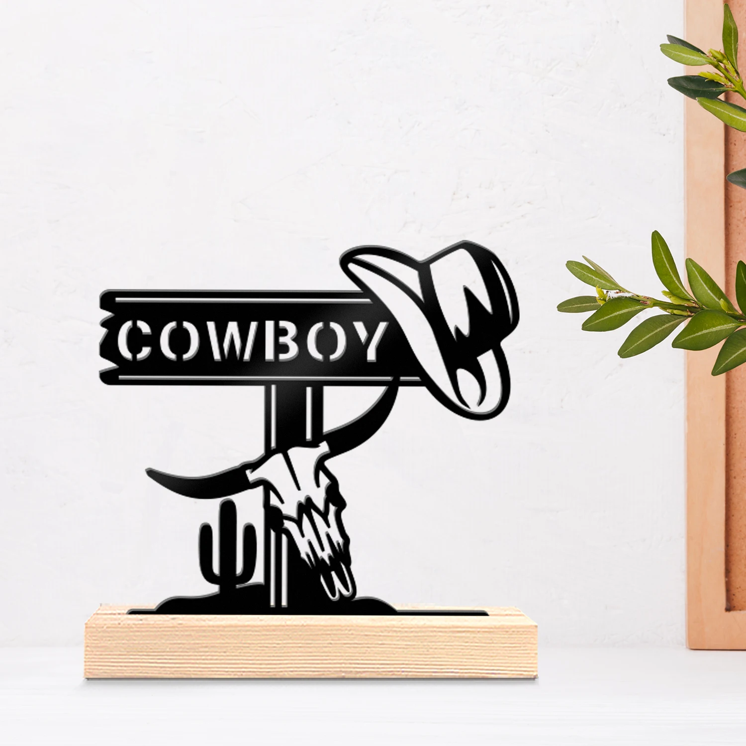 1pc Personalized Retro Iron Statue Decoration Customizable Name With Wooden Base Room Decorations, Bar Counter Decorations