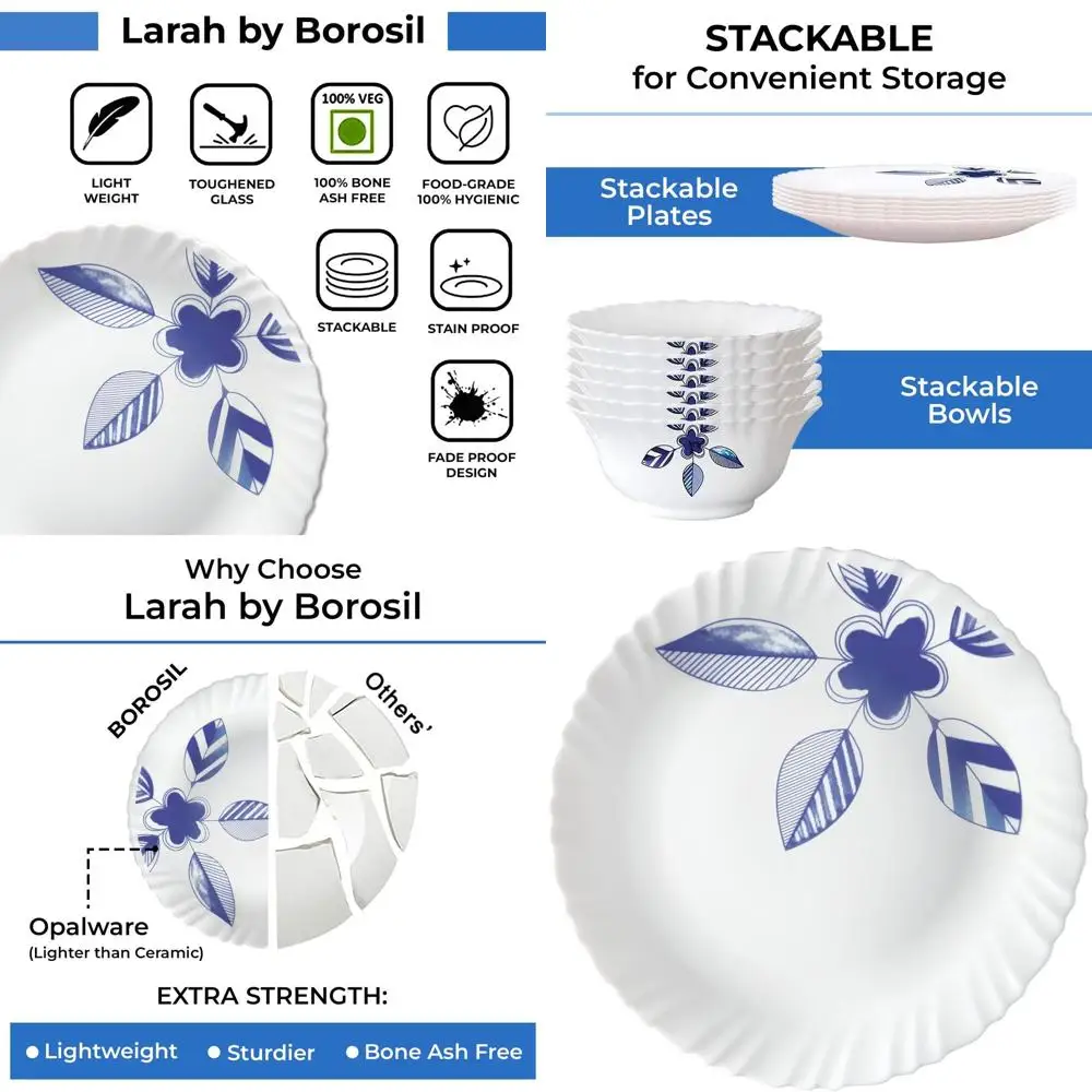 

Набор посуды Gourmet из 35 предметов, белый, из закаленного опалового стекла, устойчивый к царапинам и пятнам, подходит для мытья в посудомоечной машине и использования в микроволновой печи, на 6 персон.