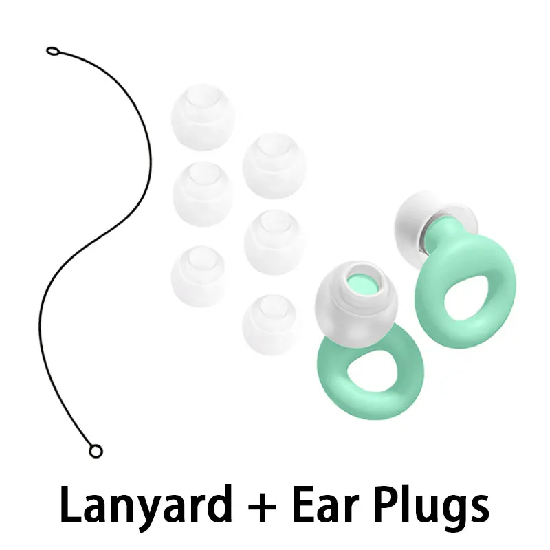 Soft Silicone Earplugs with Silicone Lanyard Waterproof Noise Reduction Reusable for Swimming Sleeping Travel & Hearing Protecti
