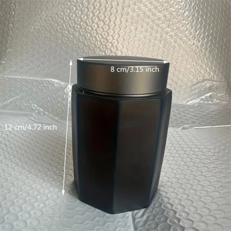 Black Ceramic Alloy Double Lid Tea Jar Household Small Ceramic Sealed Jar Creative Tea Storage Tank 12x8cm 1 Piece