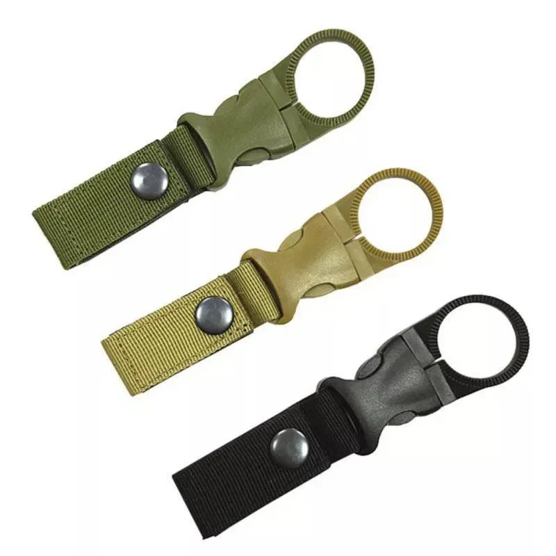 Outdoor tactical nylon webbing water bottle buckle, multi-function carabiner, quick-hanging mineral water bottle buckle