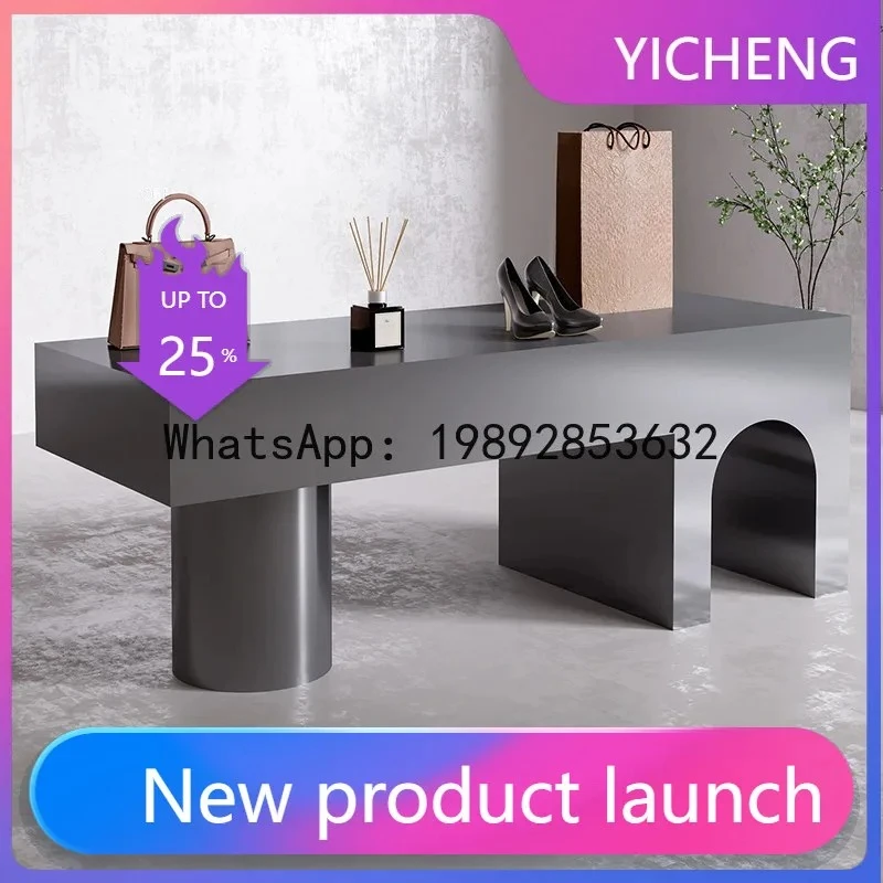 

QQ Clothing Store Center Island Table Stainless Steel Display Stand Shoe Bag Display Table Jewelry Storage Display Stand