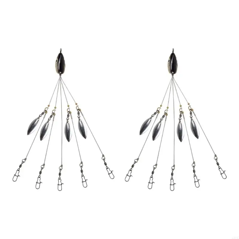  2Pcs 5 Arm Rig Head Swimming Baits Sea Fishing Tackle Group Attack Accessories
