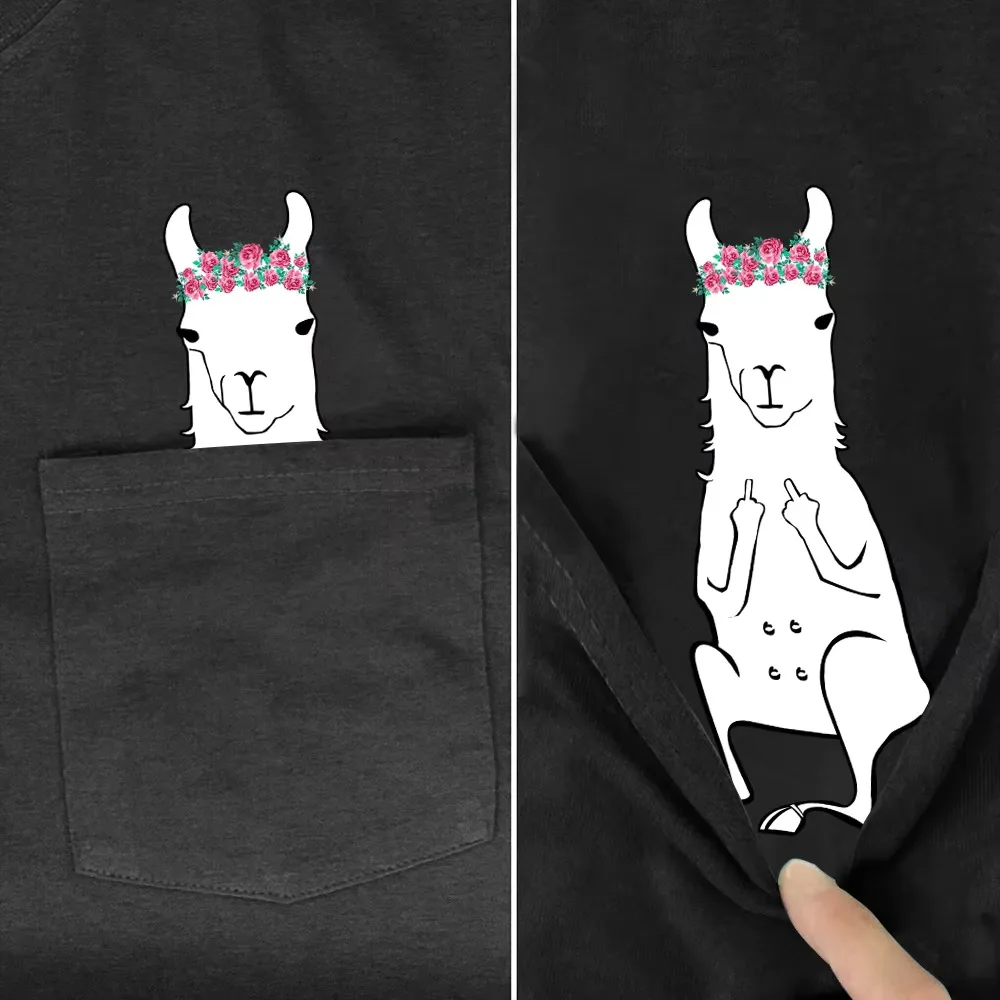 CLOOCL Funny Alpaca Cotton T-Shirt Lama Alpacos Double Middle Fingers Printed Tees Men Clothing Short Sleeve Shirts Dropshipping