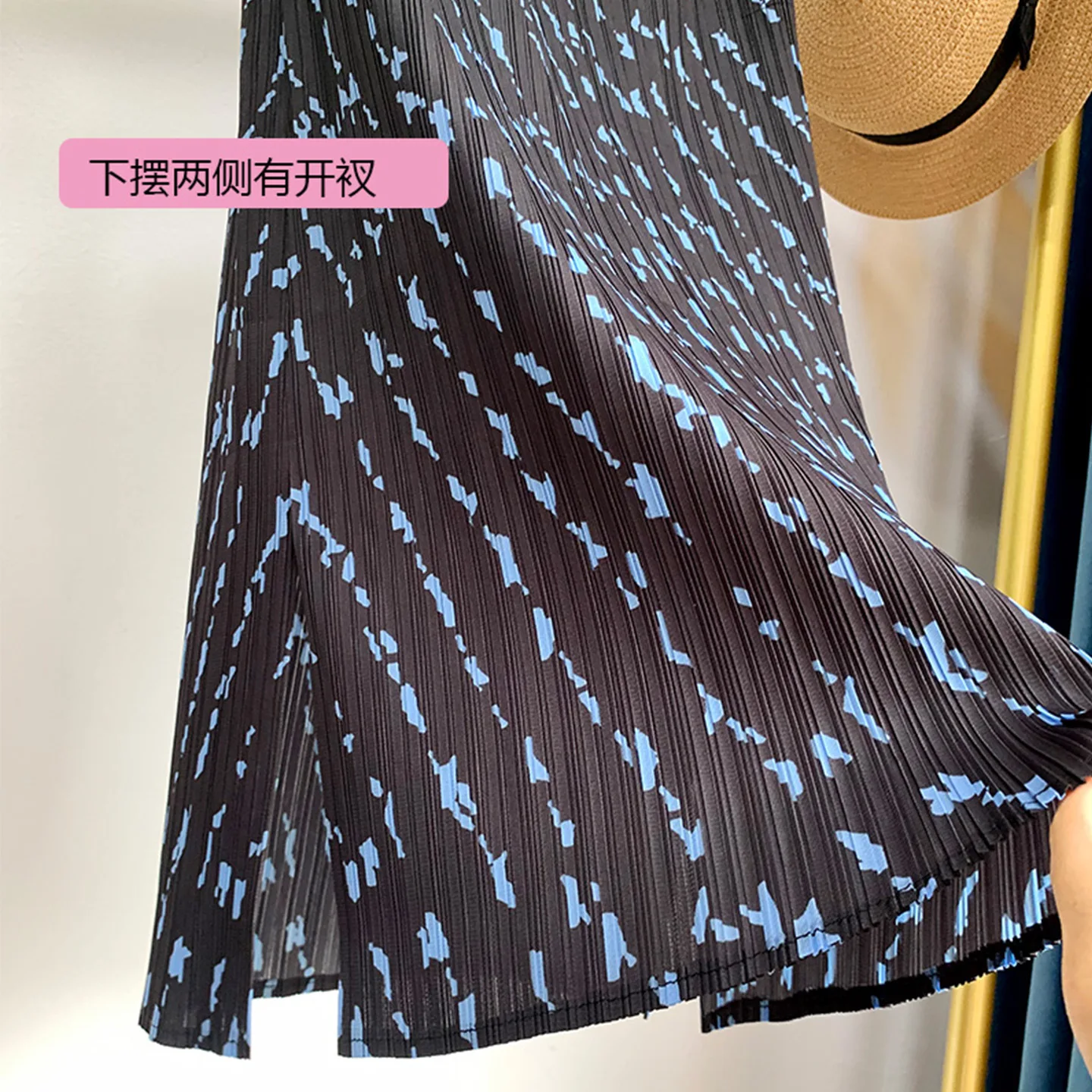 مياكي مطوي 2025 جديد مطوي مطبوعة نصف الجسم تنورة الربيع والصيف تصميم موضة عادية منتصف طول مرونة الخصر تنورة #2