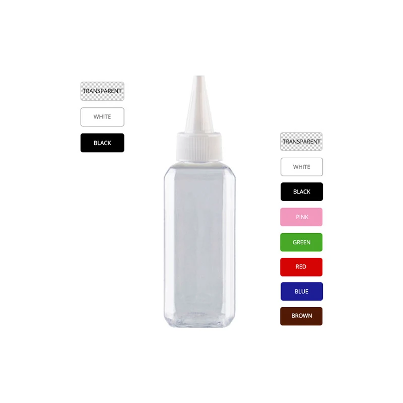 Garrafas plásticas do curso com tampas agudas da boca, recipiente cosmético do ANIMAL DE ESTIMAÇÃO, apropriado para o empacotamento, tampa torcida, 50ml 100ml, 50cc, tamanho mini