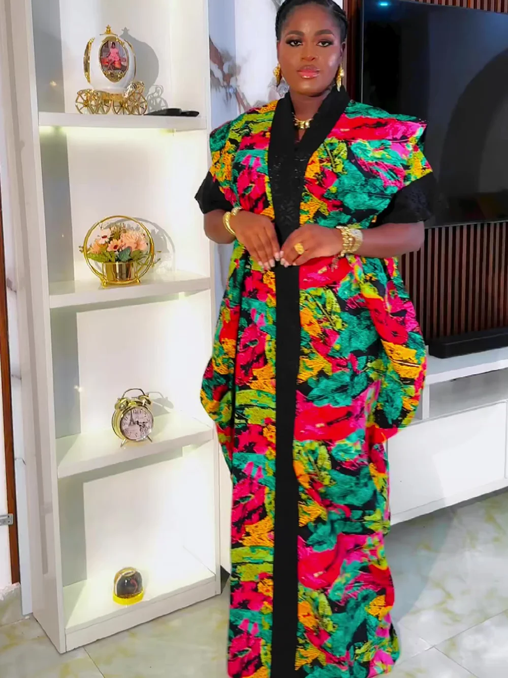 Afrikaanse Jurken Voor Vrouwen Plus Size Afrika Kleding Dashiki Ankara Pailletten Outfit Jurk Kaftan Moslim Huwelijksfeest Lange Maxi Jurk