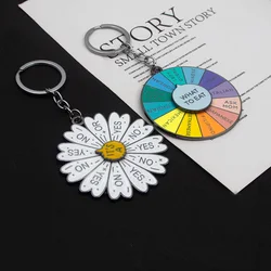 Spinning What To Eat Keychain Yes Or No Daisy Decision Rotatable Pendant Key Chain for Women Men Car Keyring Jewelry Gift