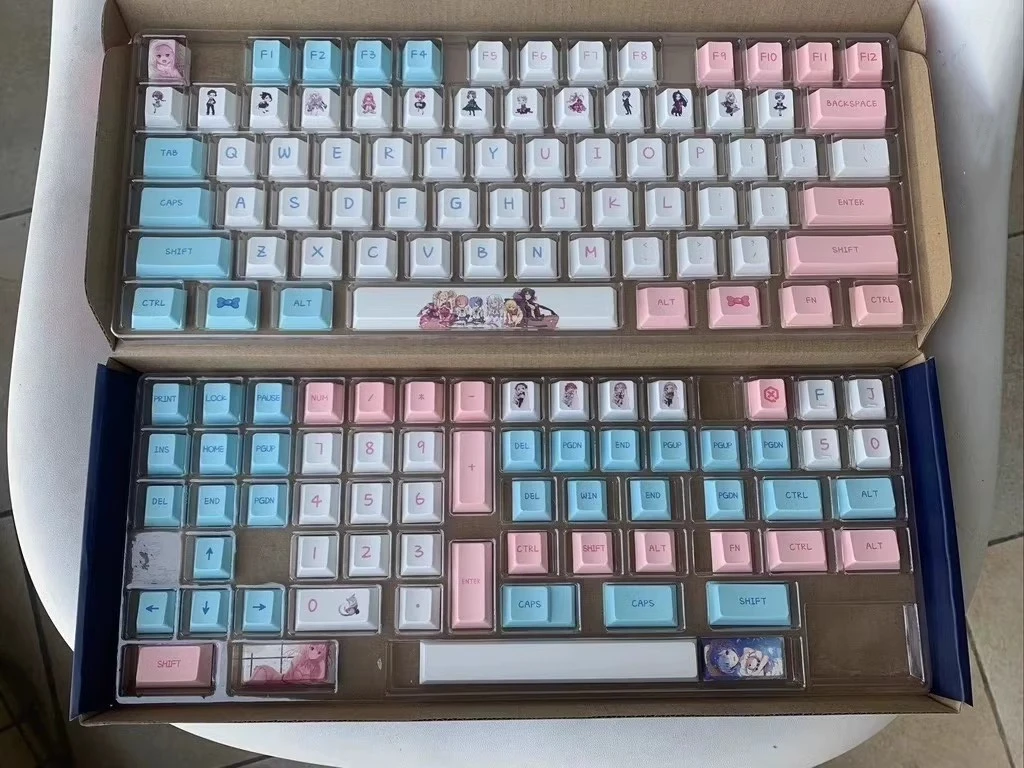 138 Keys/set Re In A Different World From Zero Keycap PBT Dye Subbed Lightproof Keycaps Cartoon Anime Cherry Profile Key Caps